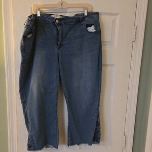 Cato Blue Ankle Jeans with Lace Detail